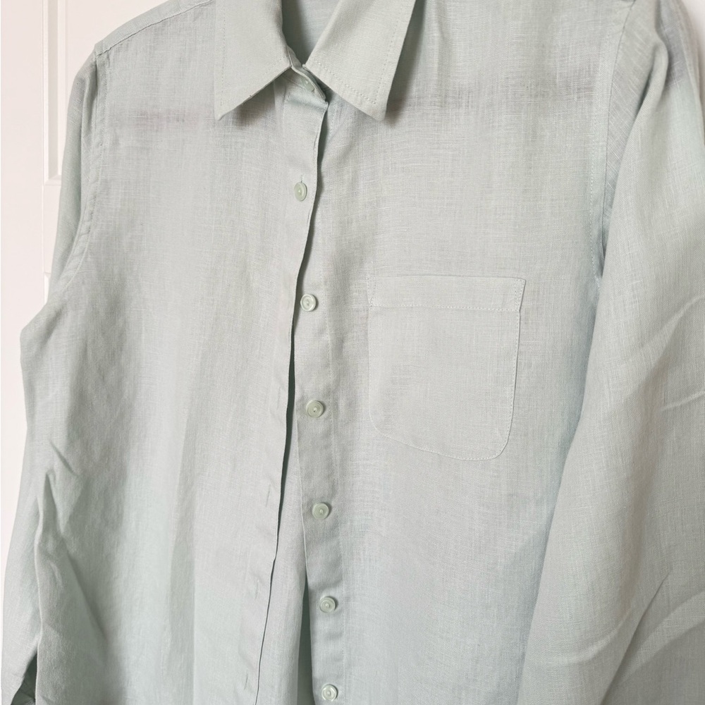 Vintage L.L. Bean Women’s Sage Button Down Shirt - Picture 3 of 3